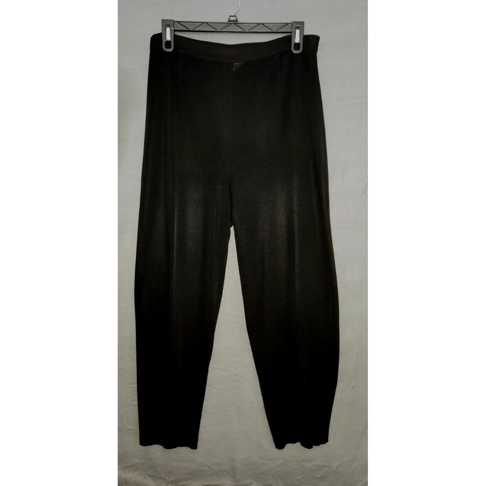 Misook Pants Womens XL Black Acrylic Knit Wide‎ Leg High Rise Workwear Career